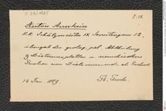k.k. naturhistorisches Hofmuseum, Intendanzakten 1885-1896 (Hauer), Aktenzahl Z.28/1889, Seite 1